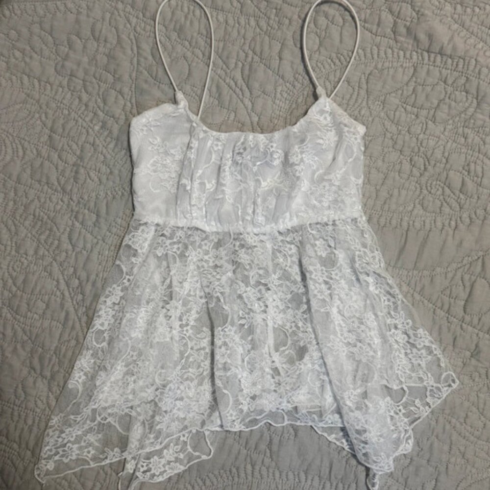 White Lace Babydoll Top